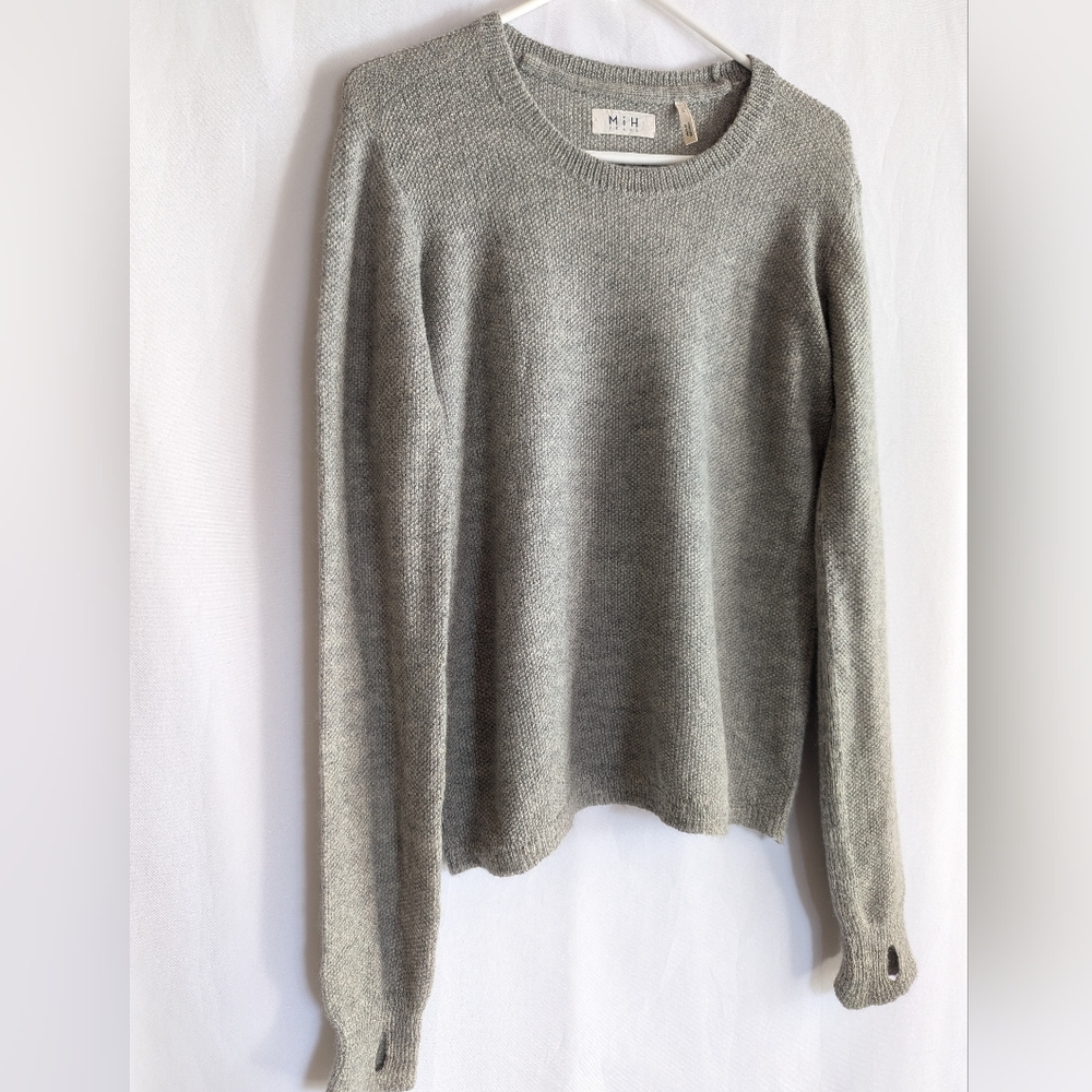 100% Alpaca Women's Large Gray MIH Jeans Sweater Wool Pullover Breathable